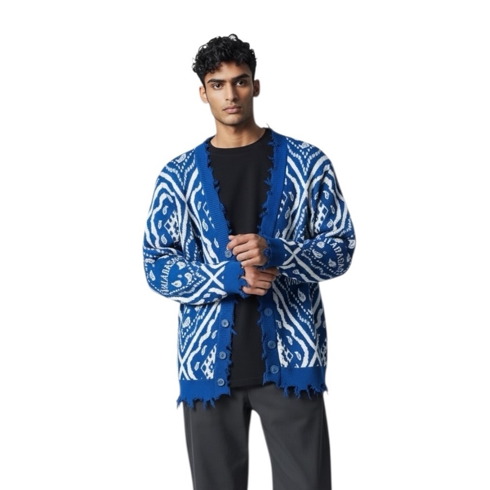 Valabasas The Pledge Logo Cardigan Sweater Designed In Memphis With Distressing